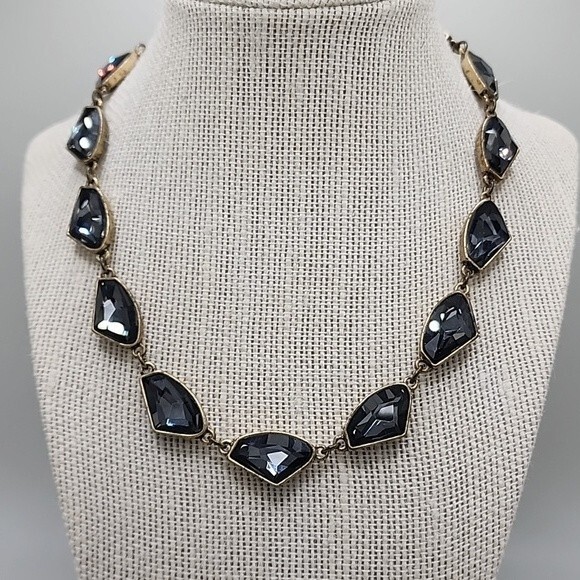 Chloe+Isabel Antiqued Goldtone & Smokey Stone Choker Necklace. - Picture 1 of 3